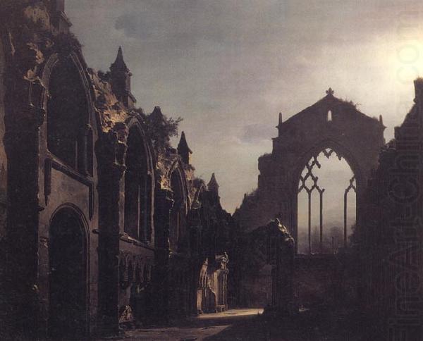 Luis Daguerre The Ruins of Holyrood Chapel,Edinburgh Effect of Moonlight china oil painting image